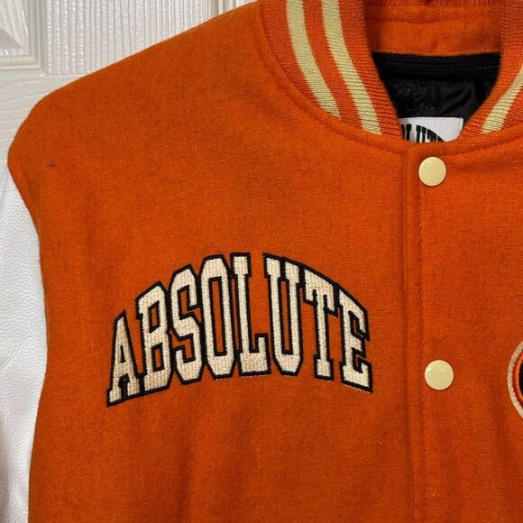 Absolute Streetwear Men’s S Orange & White Varsity Letterman Jacket MINT - Picture 6 of 8